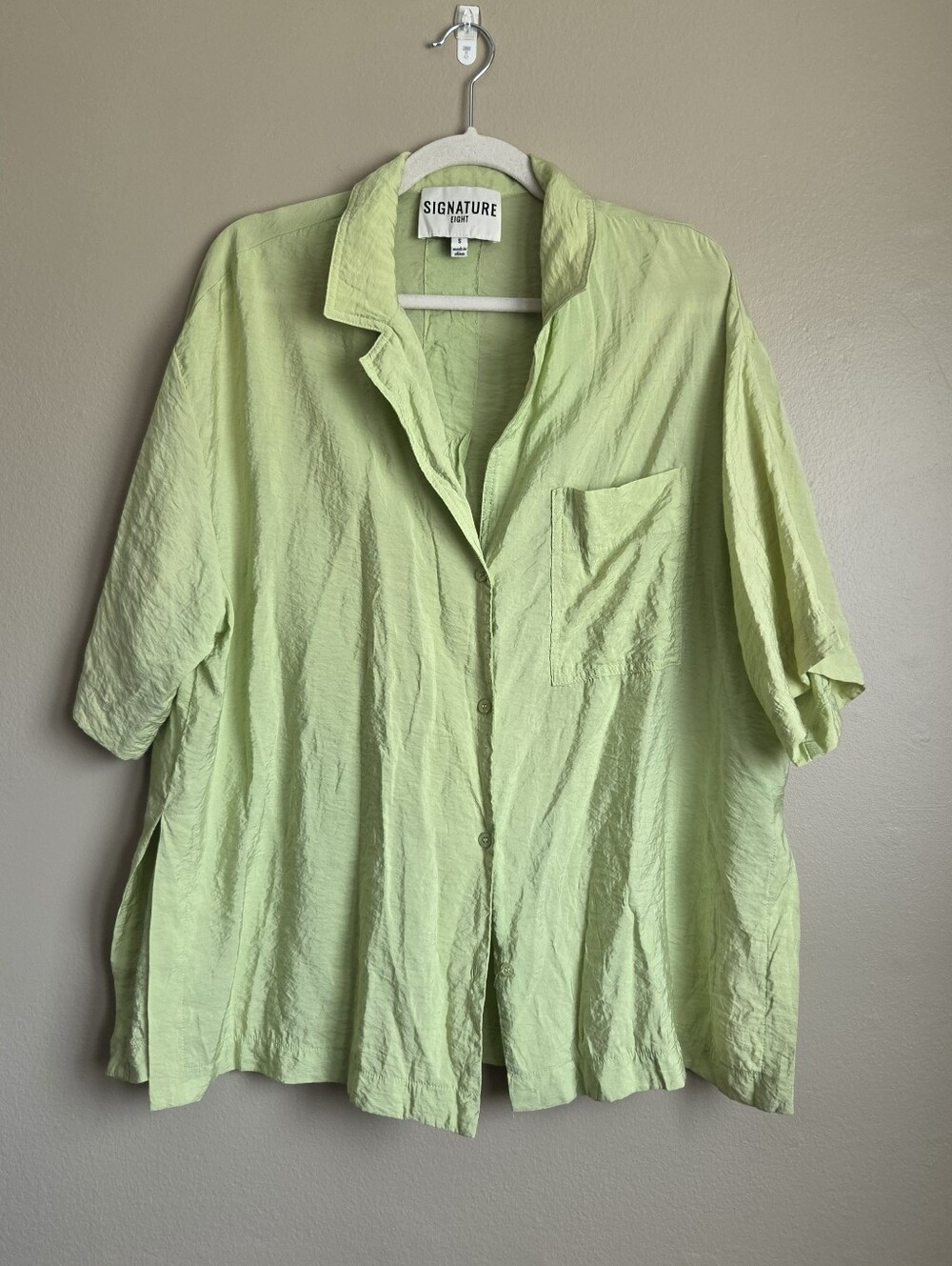 Signature Eight Bright Lime Green Short-Sleeve Button-Up